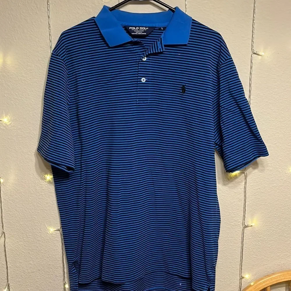 Polo Ralph Lauren POLO ⛳️ GOLF Polo, Blue with Navy Blue Stripes Size L